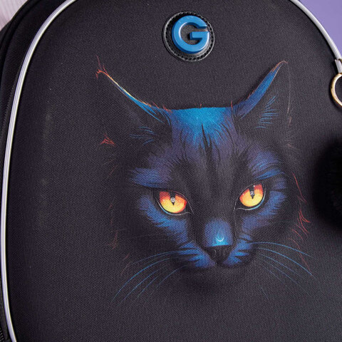 Ранец GRIZZLY анатомическая спинка, c брелоком, для девочек, "I'M HERE", 36х28х20 см, RAz-586-6/1