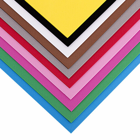 Пористая резина/фоамиран А4, 2 мм, НАБОР №2, 10 листов, 10 цветов, яркие цвета, ОСТРОВ СОКРОВИЩ, 660074