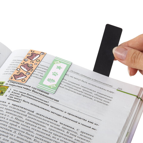 Закладки для книг МАГНИТНЫЕ, кросс-серия "МИЛЫЕ КОТЫ", набор 6 штук, 60x20 мм, BRAUBERG, 116985