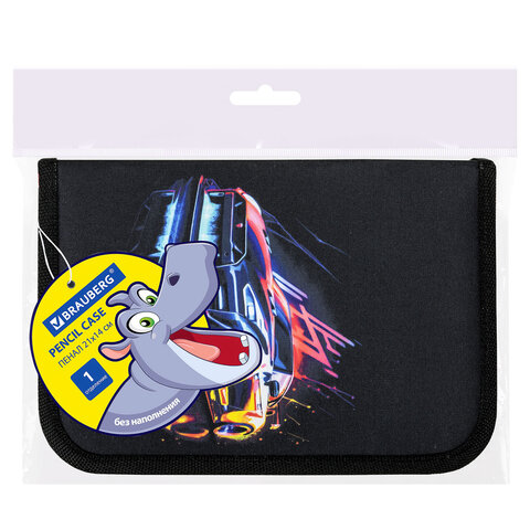 Пенал BRAUBERG, 1 отделение, полиэстер, 21х14 см, "Neon drift", 272329