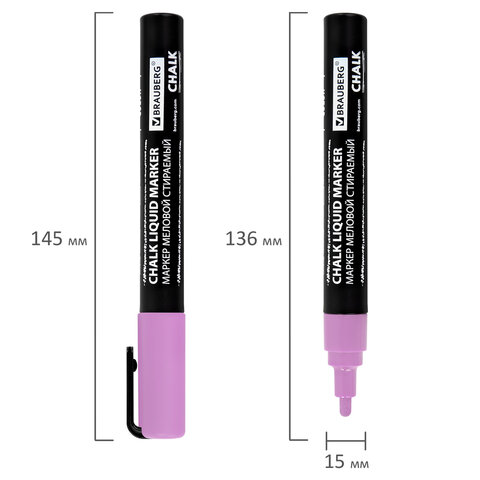 Маркеры меловые CHALK LIQUID MARKER, ПАСТЕЛЬ, НАБОР 8 ЦВЕТОВ, 3 мм, стираемые, BRAUBERG "CHALK", 152598