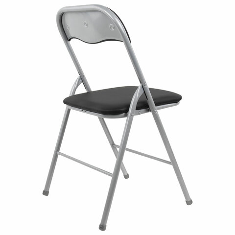 Стул складной BRABIX "Golf CF-007", серебристый каркас, кожзам чёрный, 532891