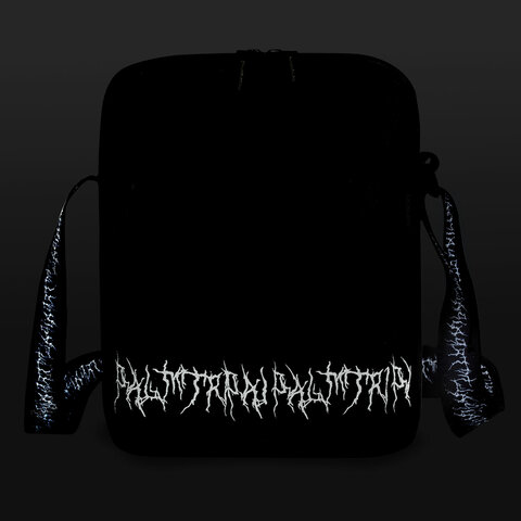 Сумка на плечо HEIKKI COMPACT (ХЕЙКИ) с карманом, черная с принтом, 23х17х5 см, 272629