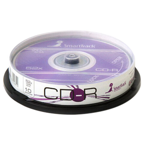 Диски CD-R SMARTTRACK, 700 Мб 52x Cake Box (упаковка на шпиле), КОМПЛЕКТ 10 шт., ST000148