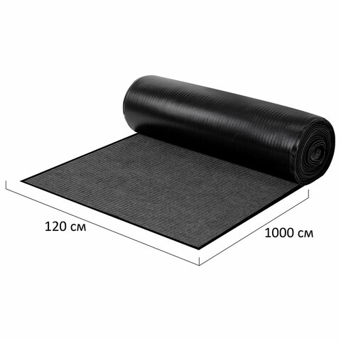 Коврик ДОРОЖКА 1,2х10 м, СЕРЫЙ, влаго-грязезащита, 430 г/м2, ребристая, LAIMA EXPERT, 701046