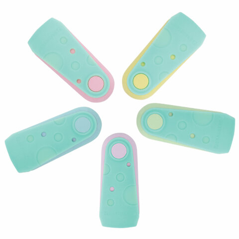 Ластик BRAUBERG "ULTRA PASTEL", 57х24х15 мм, пастельные цвета ассорти, бирюзовый пластиковый держатель, 272688