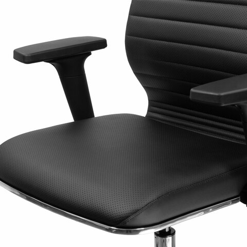 Кресло МЕТТА "ErgoLife" 10 B1-117D, хром, синхромеханизм, 2D-подлокотники, экокожа, черное