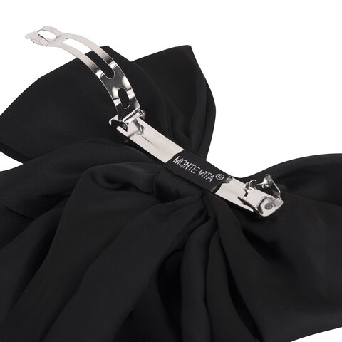 Заколка для волос баретте 25x41 см, с бантом и широкими хвостиками, чёрный, MONTE VITA (МОНТЕ ВИТА), 457112
