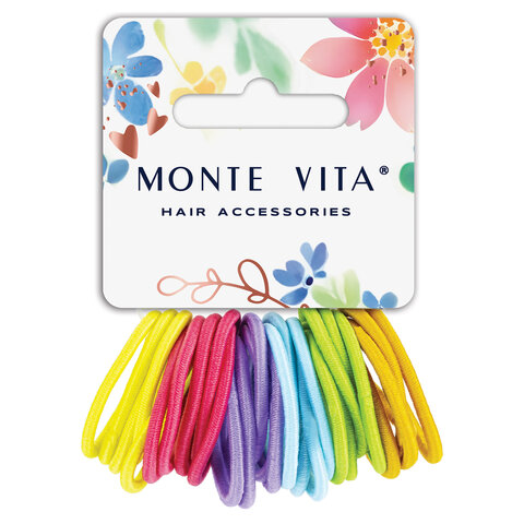 Резинки для волос НАБОР 30 шт., 0,3х9 см, разные цвета, MONTE VITA (МОНТЕ ВИТА), 457041