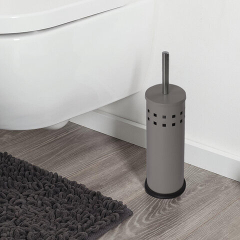 Ершик для унитаза с подставкой, металл, серый, матовый, LAIMA, 604961