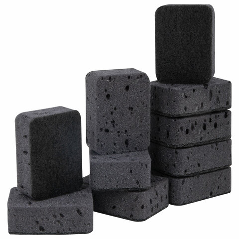 Губки для посуды 9,5х7х3,5 см, КОМПЛЕКТ 10 шт., BIG BLACK, КРУПНОПОРИСТЫЙ поролон с абразивным слоем, LAIMA, 608650