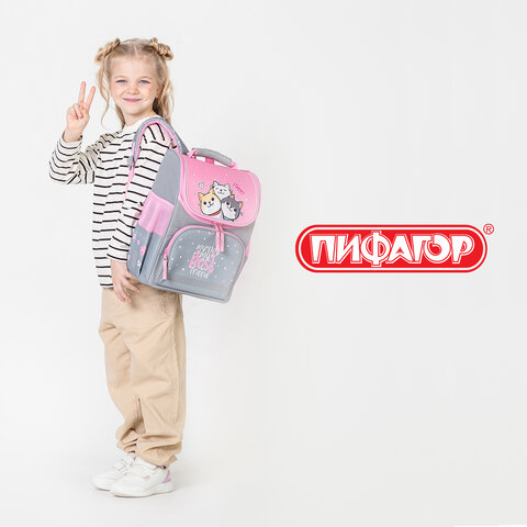 Ранец ПИФАГОР BASIC, 1 отделение, 3 кармана, эргономичная спинка, "Best team", 35х28х18 см, 272050