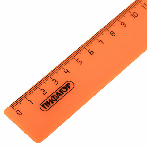 Линейка пластиковая 30 см, ПИФАГОР, неоновая, ассорти, 210608