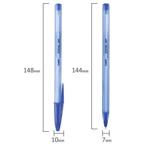 Ручка шариковая масляная BIC "Cristal Soft", СИНЯЯ, корпус тонированный, узел 1,2 мм, линия 0,35 мм, 951434