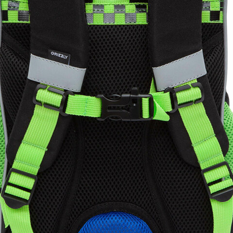 Ранец GRIZZLY анатомическая спинка, с мешком для обуви, для мальчиков, ROAD RACE, 33х25х13 см, RAm-485-2/1