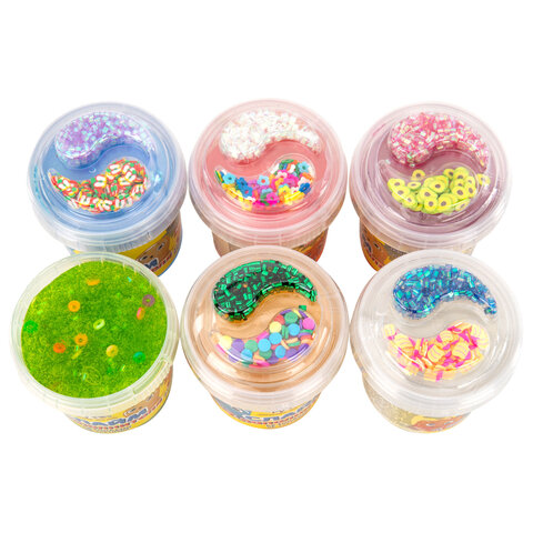 Слайм (лизун) с наполнителями МИКС, 140 г, ассорти 6 видов, JOLLY JOT (ДЖОЛЛИ ДЖОТ), 665950