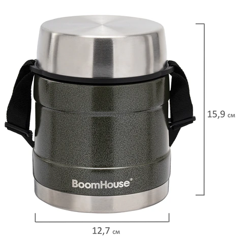 Термос 1 л для еды/напитков с широким горлом, BOOMHOUSE (БУМХАУС) RIBBED, контейнер, нержавеющая сталь SUS304, 700322