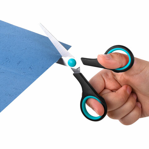 Ножницы BRAUBERG SOFT GRIP, НАБОР 3 штуки (140, 190, 230 мм), эргономичные черно-бирюзовые ручки, ВЫГОДНАЯ УПАКОВКА, 238411