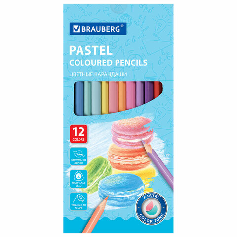 Карандаши цветные BRAUBERG, 60 цветов (Базовые, Металлик, Неон, Пастель, Телесные), трехгранные, грифель 3 мм, натуральное дерево, 181792