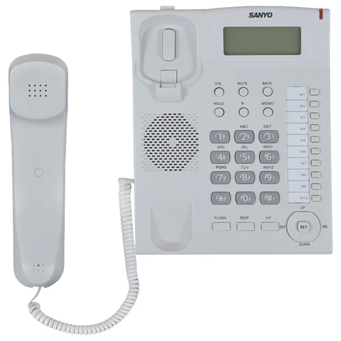 Телефон SANYO RA-S517W, спикерфон, память 30 номеров, тональный / импульсный режим, белый