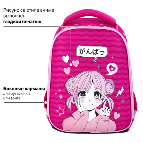 Ранец BRAUBERG KIDS START, 1 отделение, 2 кармана, "Anime style", 35х26х13 см, 272094