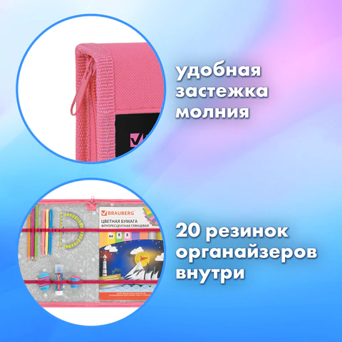 Папка на молнии BRAUBERG А4 с ручкой, с органайзером, 1 отделение, "Headphones", 273384