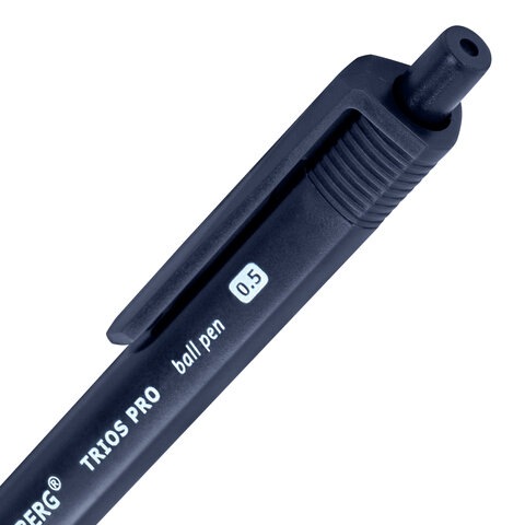 Ручка шариковая автоматическая BRAUBERG "TRIOS PRO COLOR", СИНЯЯ, трехгранный корпус, пишущий узел 0,5 мм, линия письма 0,35 мм, 144464