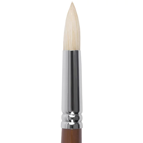 Кисть художественная профессиональная BRAUBERG ART CLASSIC, щетина, круглая, № 12, длинная ручка