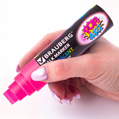 Маркеры меловые "POP-ART", НАБОР 4 ЦВЕТА, 15 мм, стираемые, для гладких поверхностей, BRAUBERG, 151545