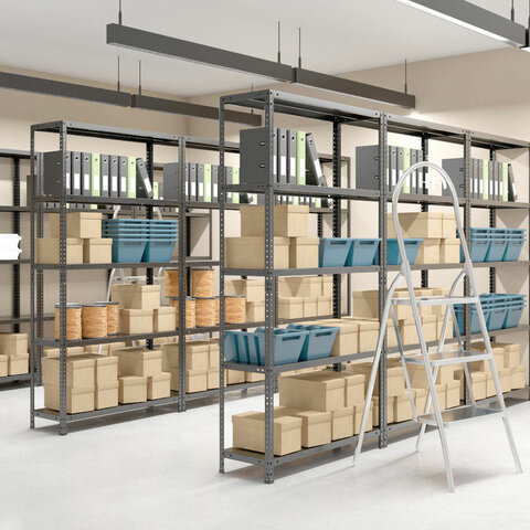 Стеллаж металлический BRABIX "ГРАФИТ MS KD-180/50-5", лофт, 1800х1000х500 мм, 5 полок, 291270, S240BR145593