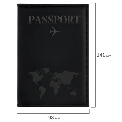 Обложка для паспорта "Passport map", экокожа soft-touch, черная, STAFF, 238760