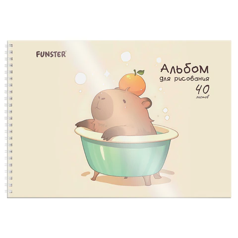 Альбом для рисования, пластиковая обложка, А4, 40 л., гребень, FUNSTER (ФАНСТЕР), 210х297 мм, АССОРТИ (8 видов), 107684