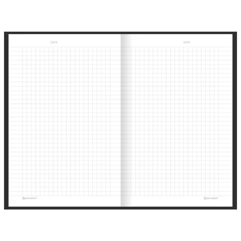 Блокнот А5 134х206 мм, 80 л., твёрдый, клетка, BRAUBERG "Minimal", черный, 116436