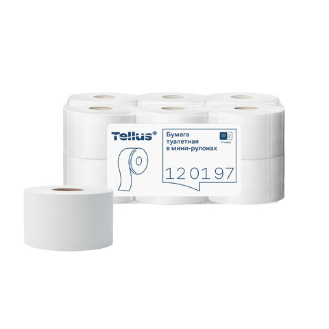 Бумага туалетная 200 метров, Tellus/TORK (Система T2) UNIVERSAL, 1-слойная, КОМПЛЕКТ 12 рулонов, 120197