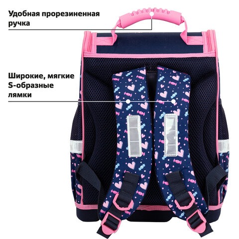 Ранец ЮНЛАНДИЯ WISE, 1 отделение, 3 кармана, устойчивое дно, "Donut worry", 37x29х15 см, 272073