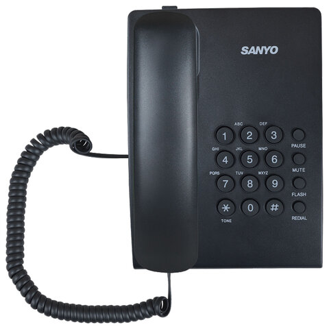 Телефон проводной SANYO RA-S204B, тональный / импульсный режим, повтор, чёрный