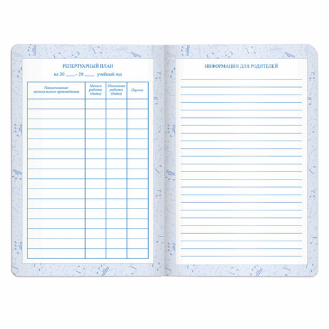 Дневник для музыкальной школы 140х210 мм, 48 л., обложка кожзам твердая, фольга, BRAUBERG, справочный материал, черный, 105502