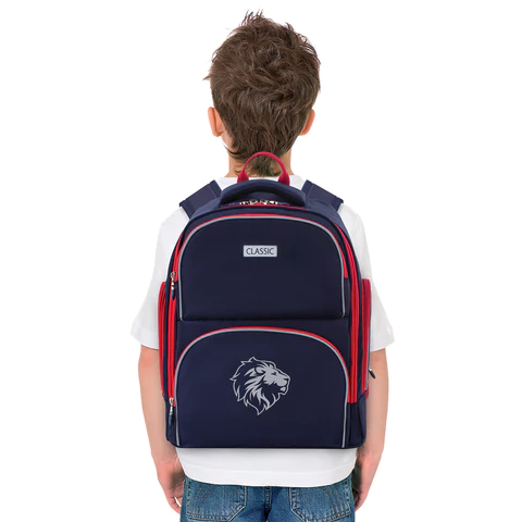 Рюкзак BRAUBERG CLASSIC, легкий каркас, премиум материал, "Lion", синий, 37х32х21 см, 228829