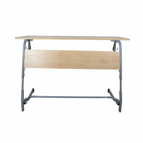 Стол-парта 2-местный, регулируемый угол, "Олимп", 1200х500х520-640 мм, рост 2-4, серый каркас, ЛДСП клён