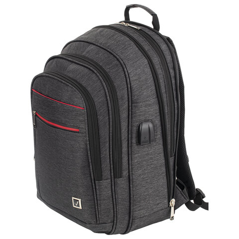 Рюкзак BRAUBERG FUNCTIONAL с отделением для ноутбука, 3 отделения, USB-порт, "Progress", 48х14х34 см, 229873