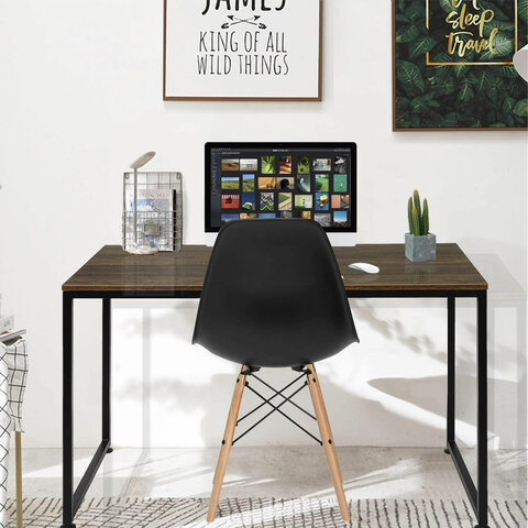 Стулья BRABIX "Eames CF-010", КОМПЛЕКТ 4 шт., пластик черный, опоры дерево/металл, 532631, 2033A