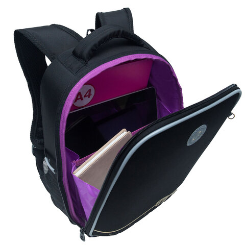 Ранец GRIZZLY анатомическая спинка, облегченный, 1 отделение, для девочек, "UNIQUE", 37х26х16 см, RAw-496-1/2