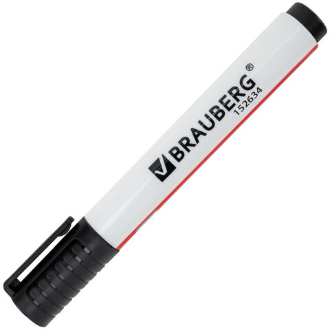Маркер стираемый для белой доски ЧЕРНЫЙ, BRAUBERG "ULTRA WHITEBOARD MARKER", 3 мм, с клипом, 152634