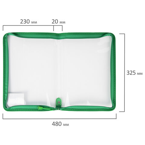 Папка на молнии пластиковая BRAUBERG "Диагональ", А4, 325х230 мм, прозрачная, молния ассорти, 224052