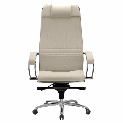 Кресло офисное МЕТТА "SAMURAI" KL-1, экокожа, бежевое