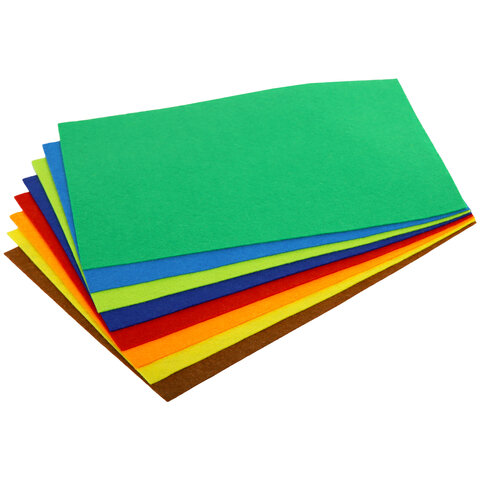 Цветной фетр МЯГКИЙ А4, 2 мм, 8 листов, 8 цветов, плотность 170 г/м2, ЮНЛАНДИЯ, 662050