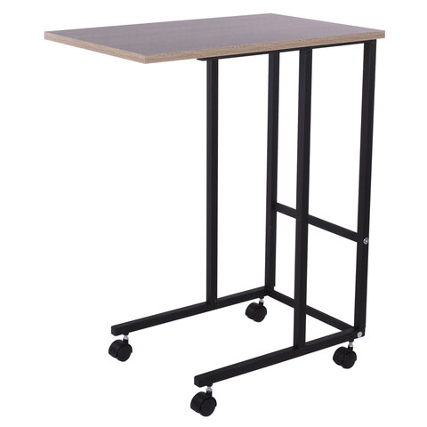 Стол BRABIX "Smart CD-014", 380х600х755 мм, ЛОФТ, на колесах, металл/ЛДСП дуб, каркас черный, 641884