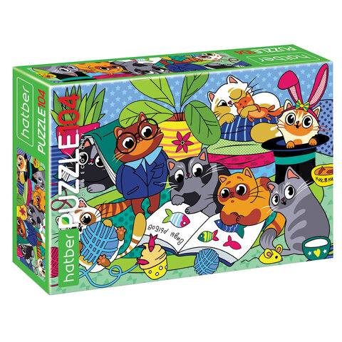 Пазл картонный 104 элемента АССОРТИ, 220х320 мм, HATBER