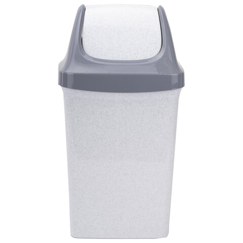 Ведро мусорное с КРЫШКОЙ (качающейся) 15 литров, "СВИНГ", 47х27х23 см, серое, IDEA, М 2462