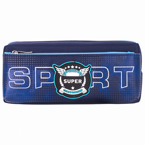Пенал мягкий ЮНЛАНДИЯ, 2 отделения, полиэстер, "Super", синий, 21х6х9 см, 270277